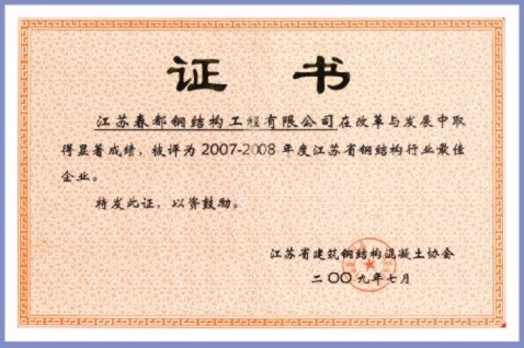 江苏省钢结构行业最佳企业